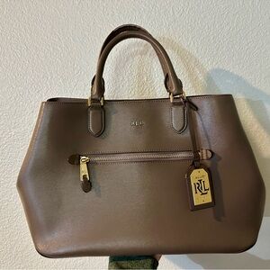 Ralph Lauren Taupe Leather Satchel